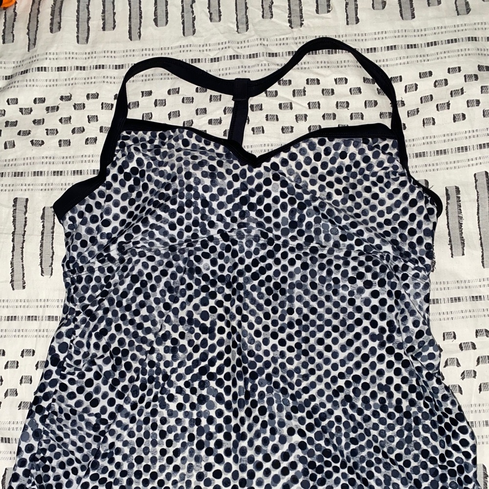 Black white grey polka dot Maternity tankini